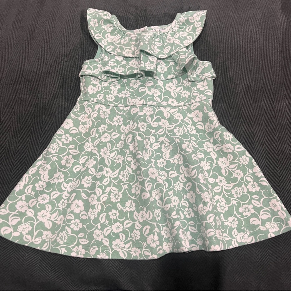 Janie and Jack Mint Floral Ruffle Dress